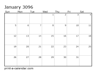 3096 Monthly Calendar