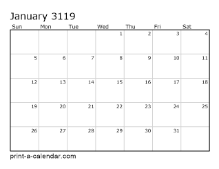 3119 Monthly Calendar