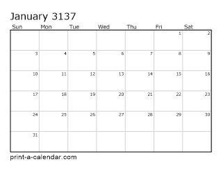 3137 Monthly Calendar