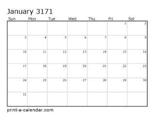 3171 Monthly Calendar