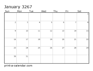 3267 Monthly Calendar