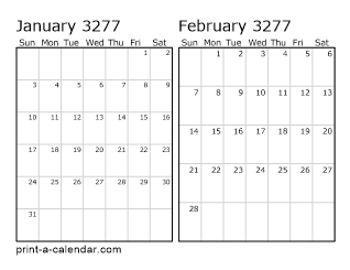 Two Horizontal Months 3277