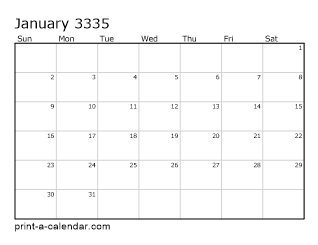 3335 Monthly Calendar